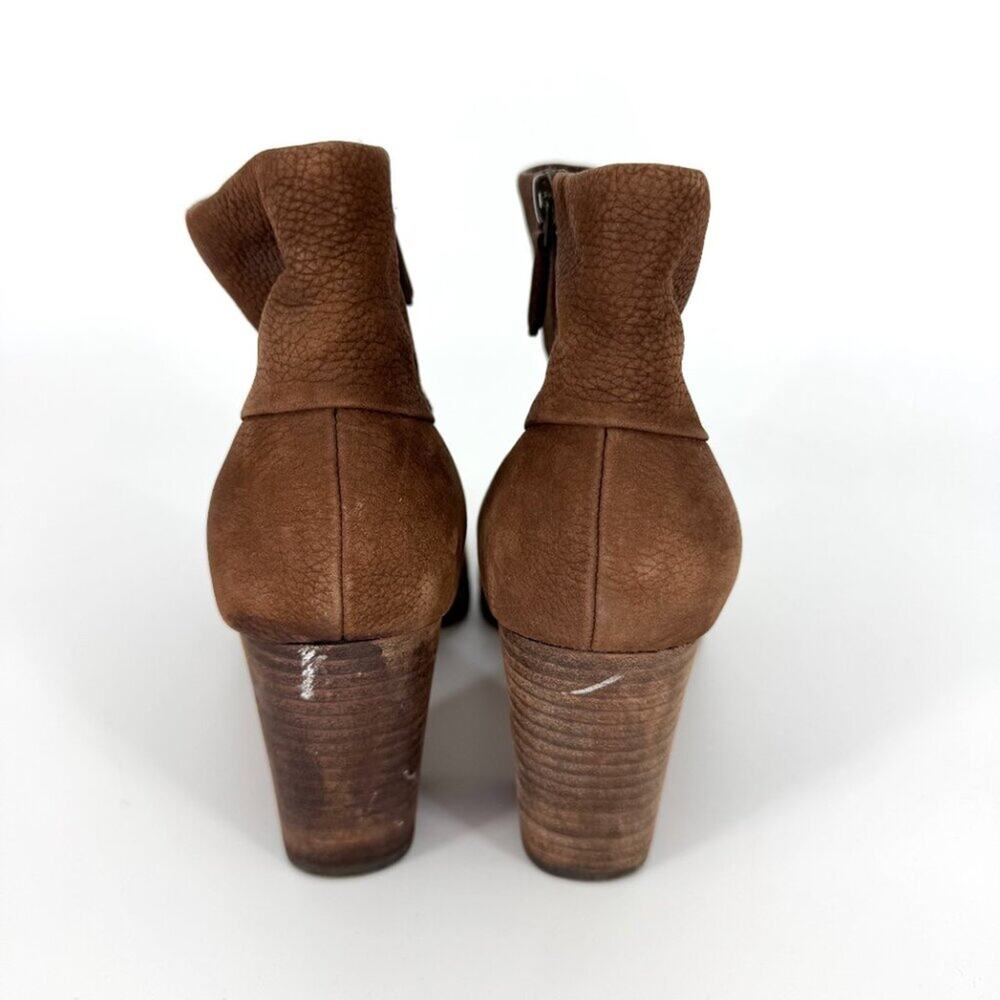 Cole Haan Nike Air Cassidy Ankle Booties Worn Leather Stacked Heel Brown 9.5 - Picture 3 of 11